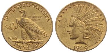 Preview: USA 10 Dollar Indian Head Goldmünze aus 900er Gold